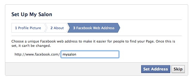 Chose facebook web address