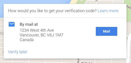 Verify by mail - Google My Business