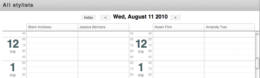 multi stylist calendar view
