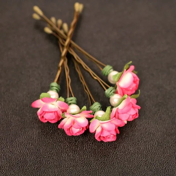 pink flower hair pin