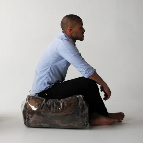 sitting on pouf