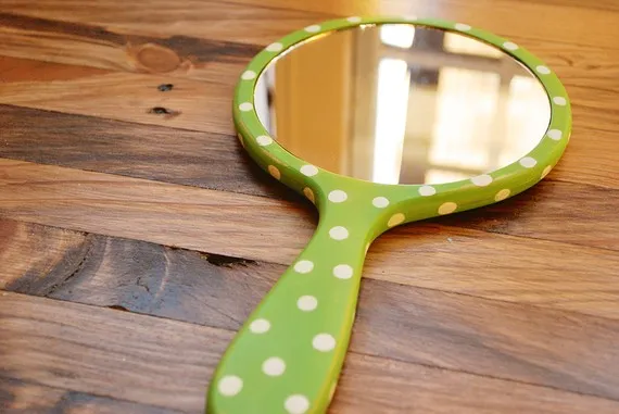 polka dot hand mirror