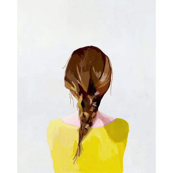 This is a limited edition giclee print of my original gouache painting of a woman with a braid