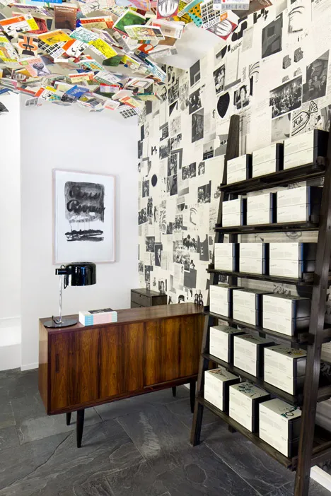 reception desk and shelving