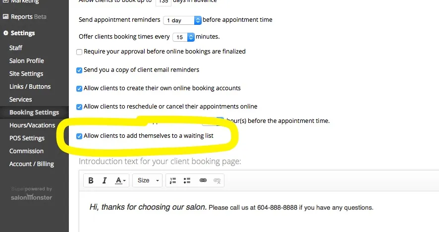 allow clients to add to wait list