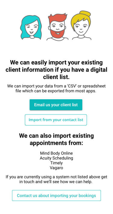 easily import contacts and bookings