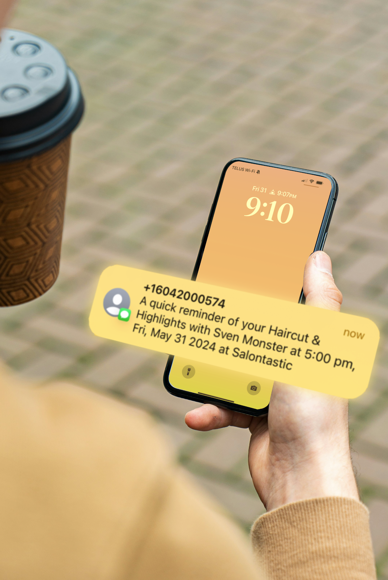 SMS appointment reminder notification on phone